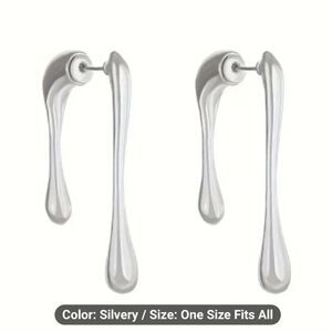 Luxurious Irregular Shape Teardrop Earrings 14K White Gold Plated